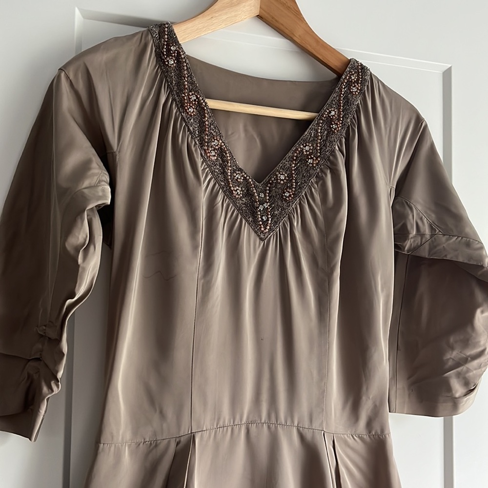 1950s Silk and Net Lace Beaded Cocktail Dress main image 1